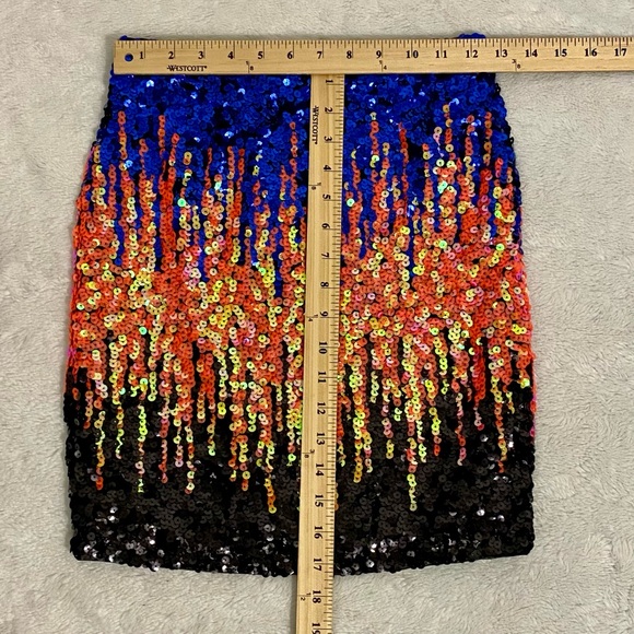 New Maner Colorful Sequined Pencil Mini Skirt Size S Pull On - Picture 10 of 10